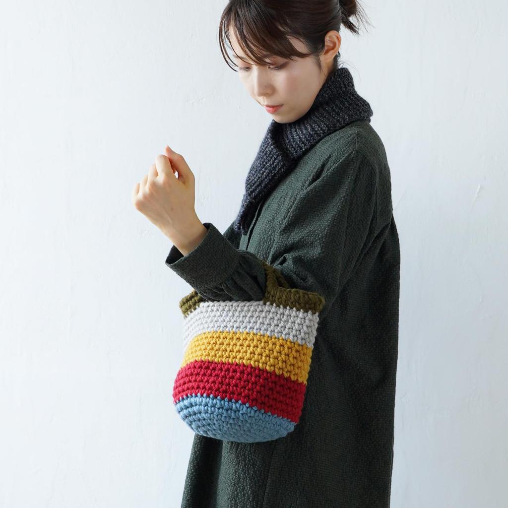 Raw Wool Knitting Kit #BC-5 Single Crochet Market Bag [Video Instructions]