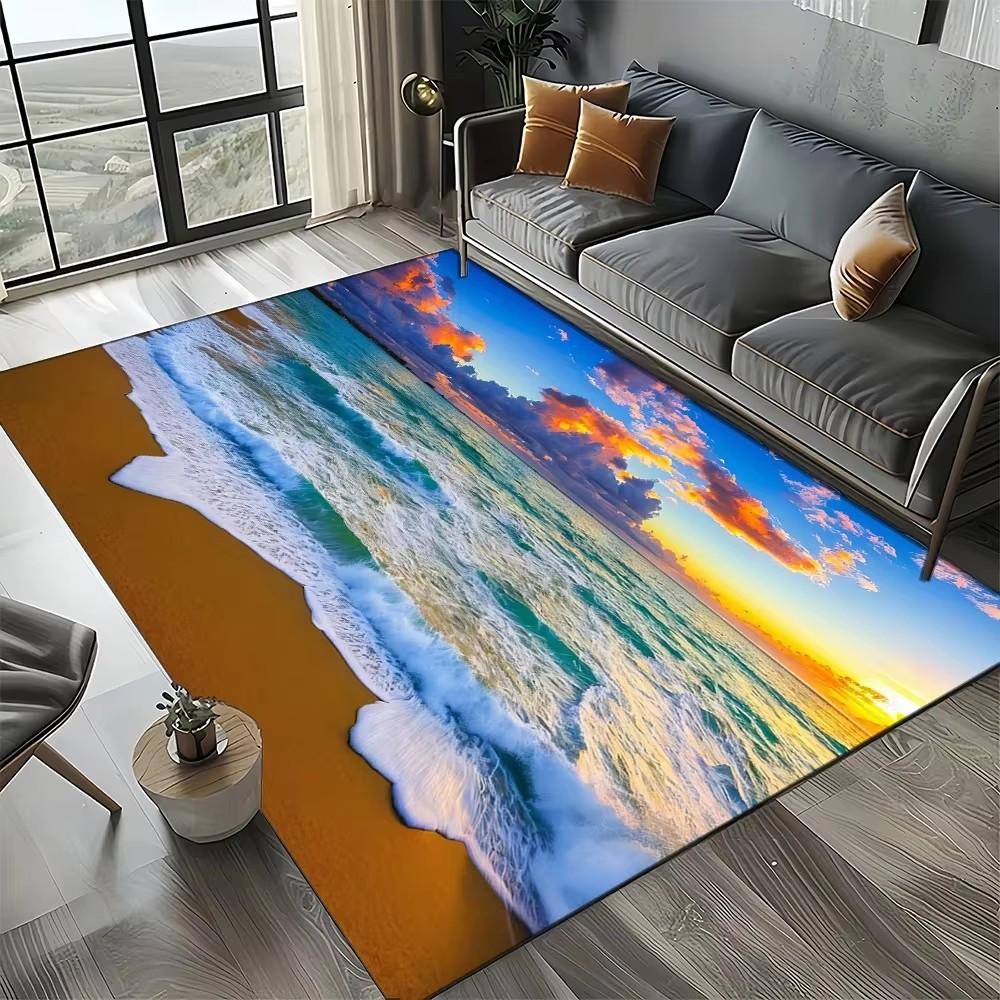 Coastal Beach Sea Style Mat Carpets for Living Room Children's Bedroom Living Room Anti Slip Crawling Rug Living Room Decoration