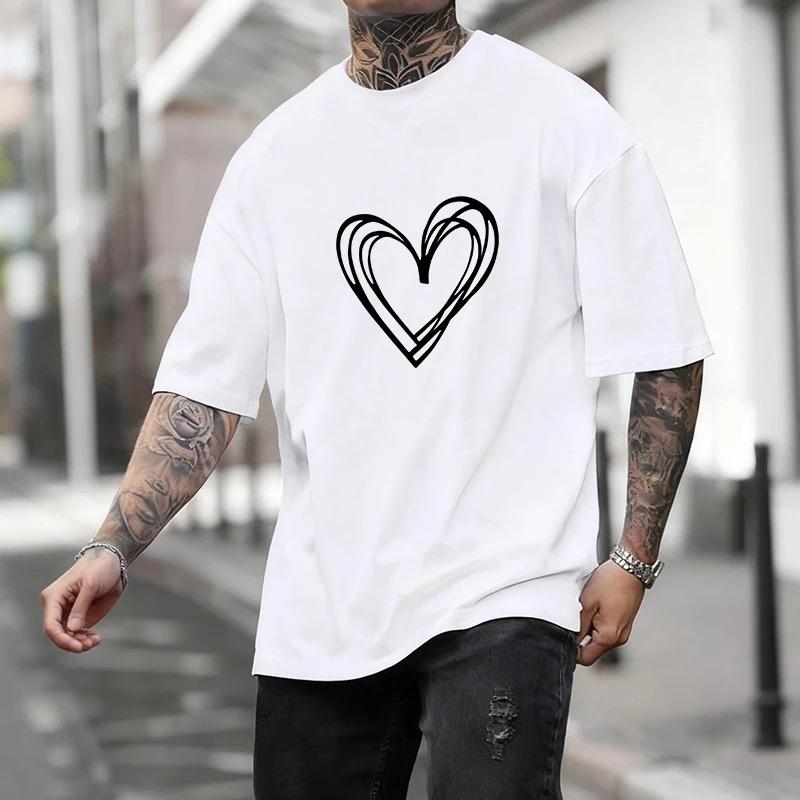 Summer Cotton Mens T-shirt Printed Casual Short Sleeve Outdoors Sports Jogging Loose Tees Quality Black White T-shirt Streetwear
