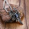 1/2pcs Fashion Gothic Knight Double Dragon Holy Sword Cross Pendant Necklace - Vintage Punk Rock Style-Suitable for Women and Men's Daily Wear-Classic