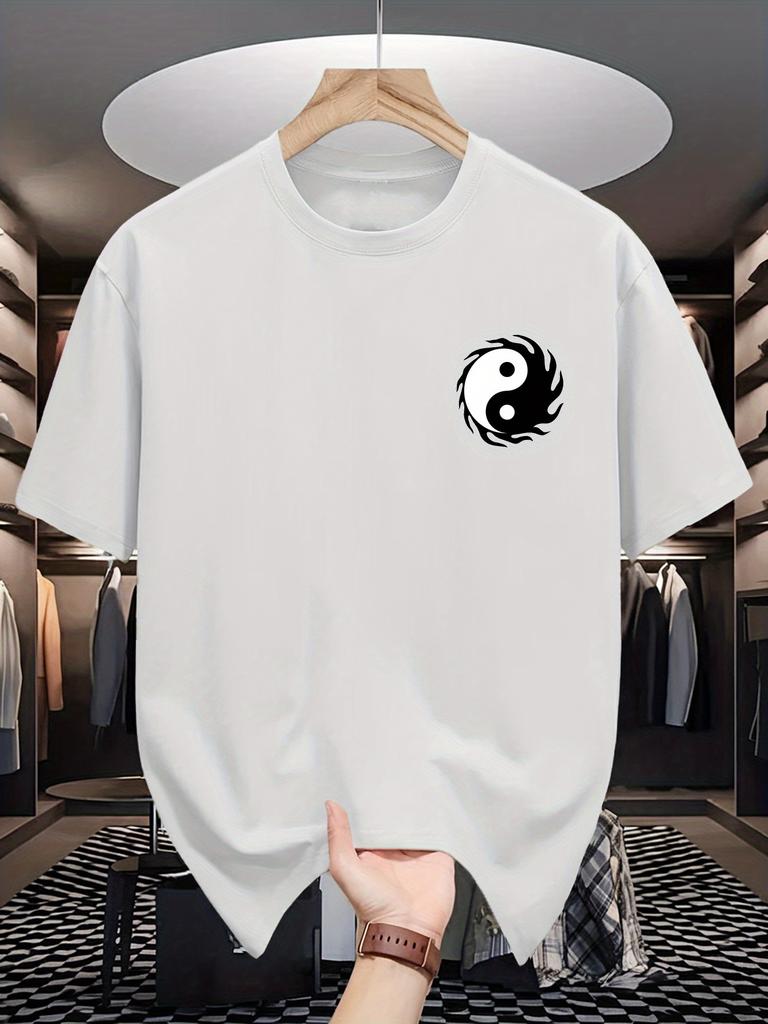 Unisex Crew Neck Tee Yin Yang Flame Symbol Print Soft Cotton Breathable Loose Casual Short Sleeve Summer Daily Outdoor Street Tops