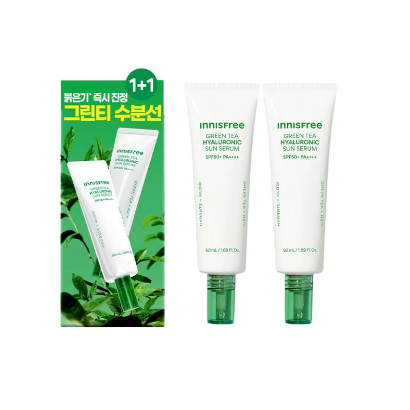 Innisfree Serum Moisturizing and Soothing Green tea hyaluronic acid sunscreen serum-50ml2 зелёный
