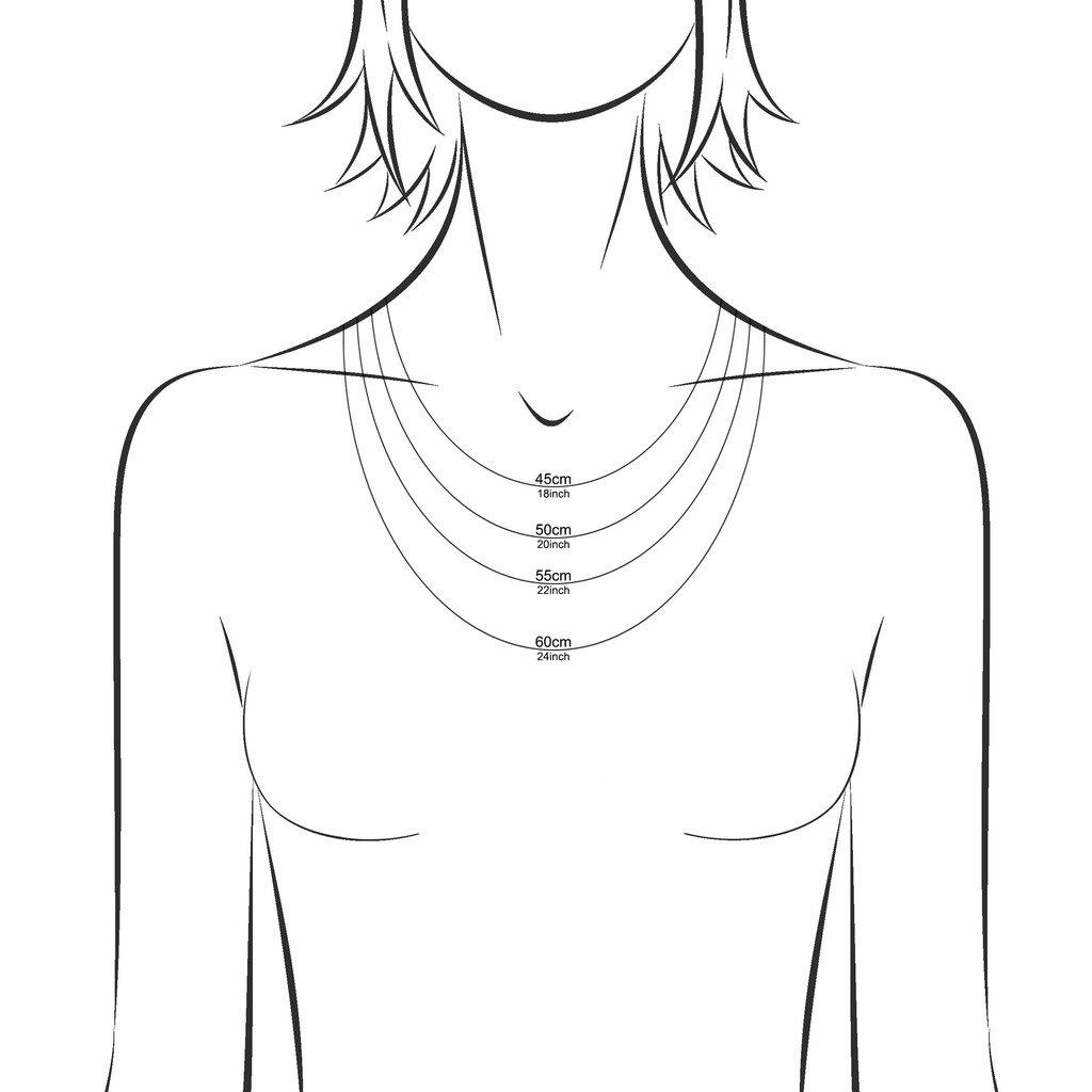 Amberta Sterling Silver 925 Bismarck Chain Necklace, 2.2mm width, 45-60cm length (45cm)