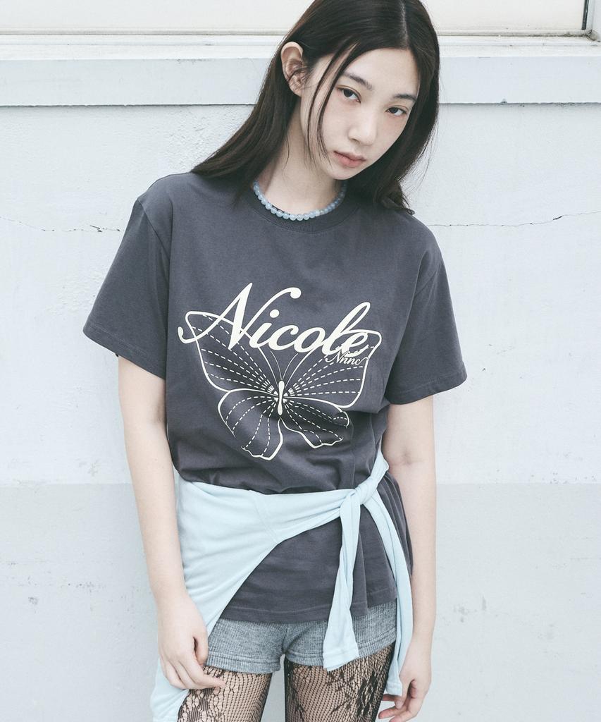 Nigaennikol Nicole Butterfly Sleeve Top_Charcoal Cream