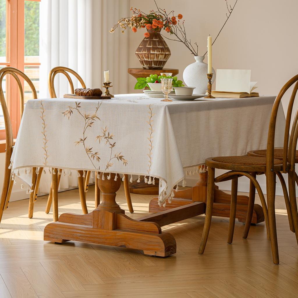Yingchuang Amazon Embroidered Table Cloth Plant Flower Decoration Rectangular Table Cloth