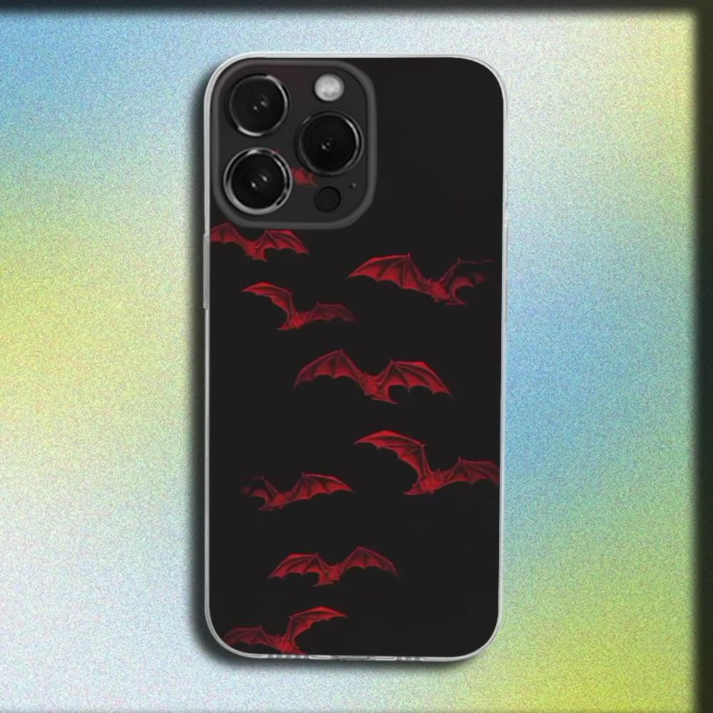 Goth Vampire Bat Gothic Phone Case For iPhone 16,15,14,13,12,11 Plus,Pro,Max,XR,XS,X,Plus,SE,Mini Transparent Soft Cover