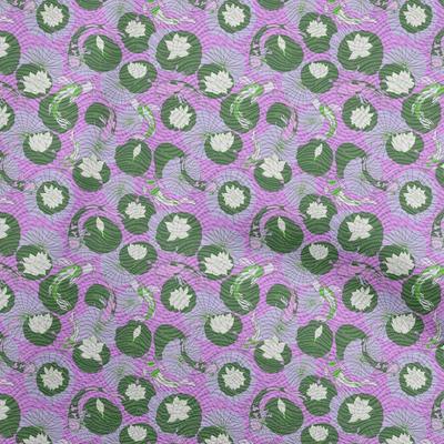 Cotton Flex Amethyst Fabric Asian Japanese Koi Fish with Abstract Flower Fabric for Sewing Printed Craft Fabric by The Yard 40 Inch