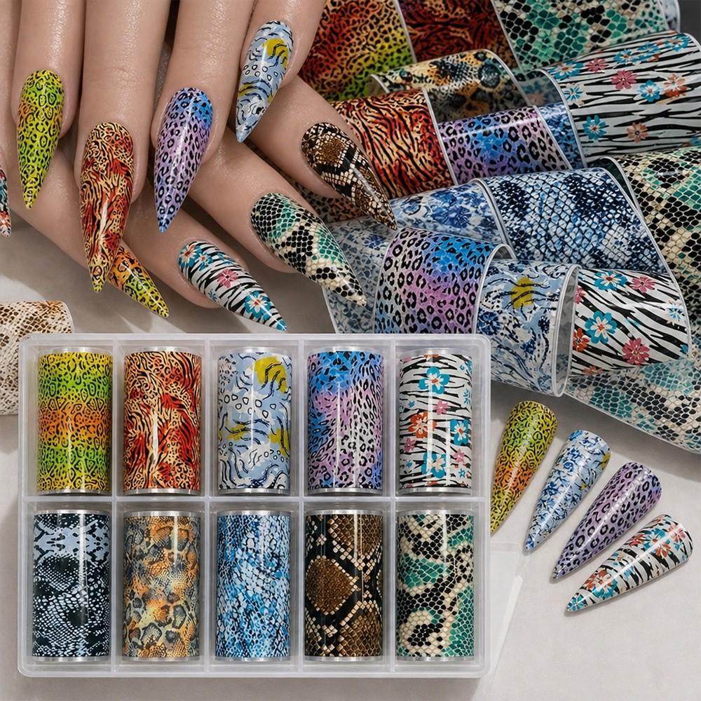 Flower Nail Stickers Stripe Pattern Nail Decals Professional Nail Foils Manicure DIY