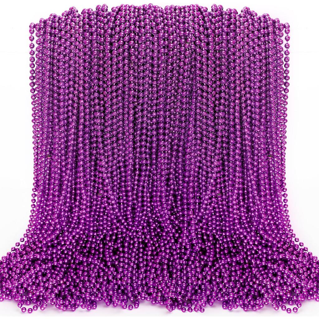 100pcs Mardi Gras Beads, Green Purple Gold Metallic Mardi Gras Beads Necklaces Accessories Bulk, Mardi Gras Carnival Beads Neckl
