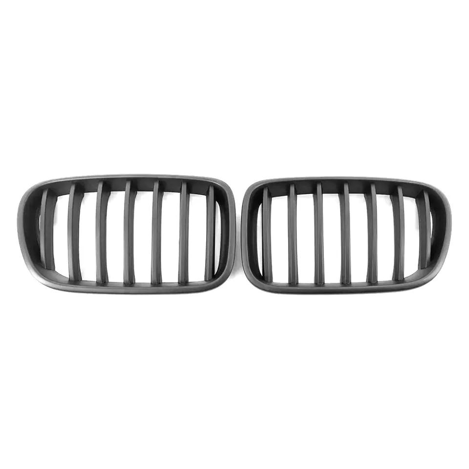 All Black Single Line Style Front Bumper Grilles For BMW X3 F25 2010-2013 Silver Diamonds Style Racing Double Slat Grills