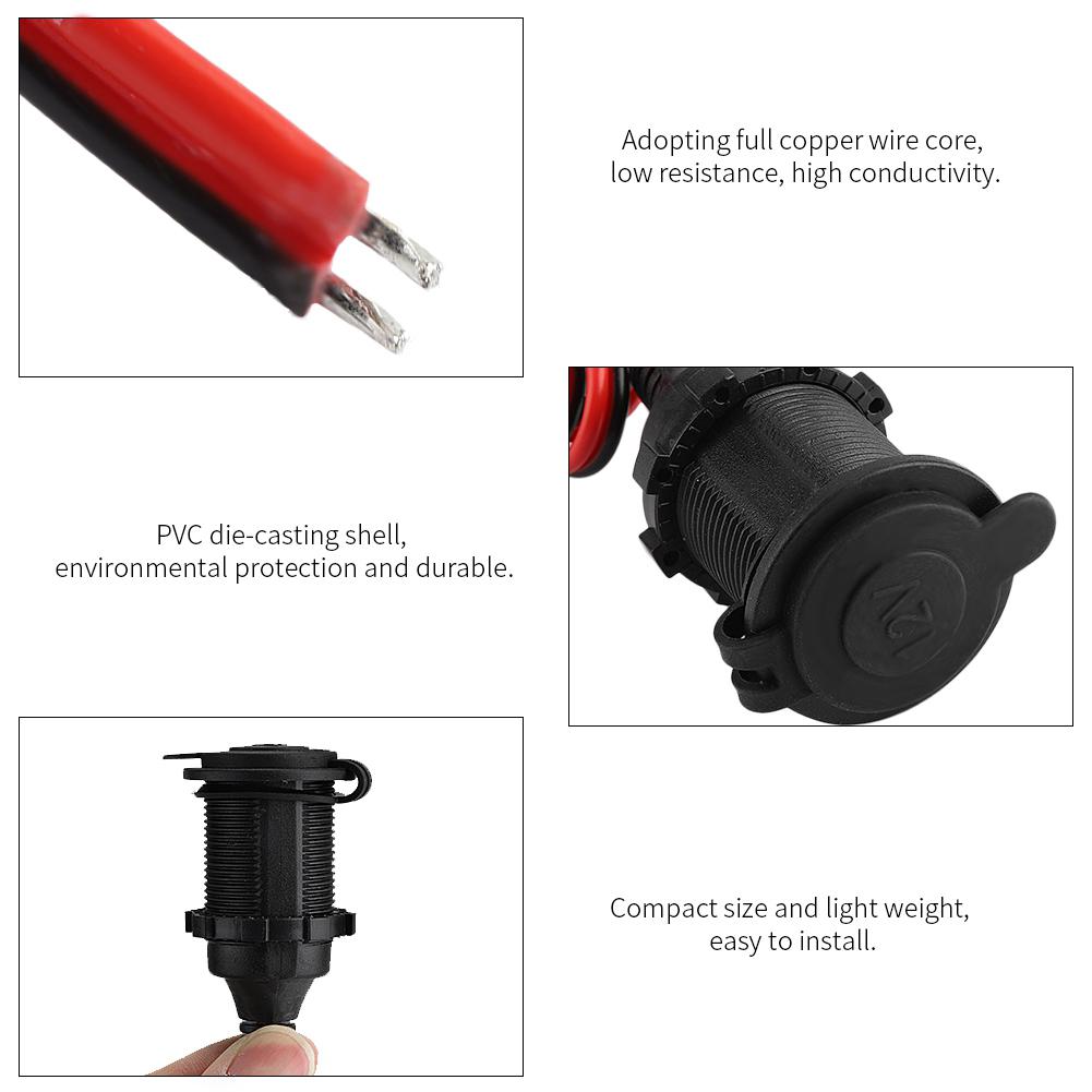 Car Cigarette Lighter Cable Female Socket Adapter Connector Plug