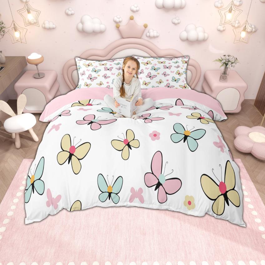

Comforter Homewish Chic Butterfly For Girls Cartoon Animal Bedding Set Flying Wildlife Set Comforter (quilt)-EU Single(135*200cm)3pcs