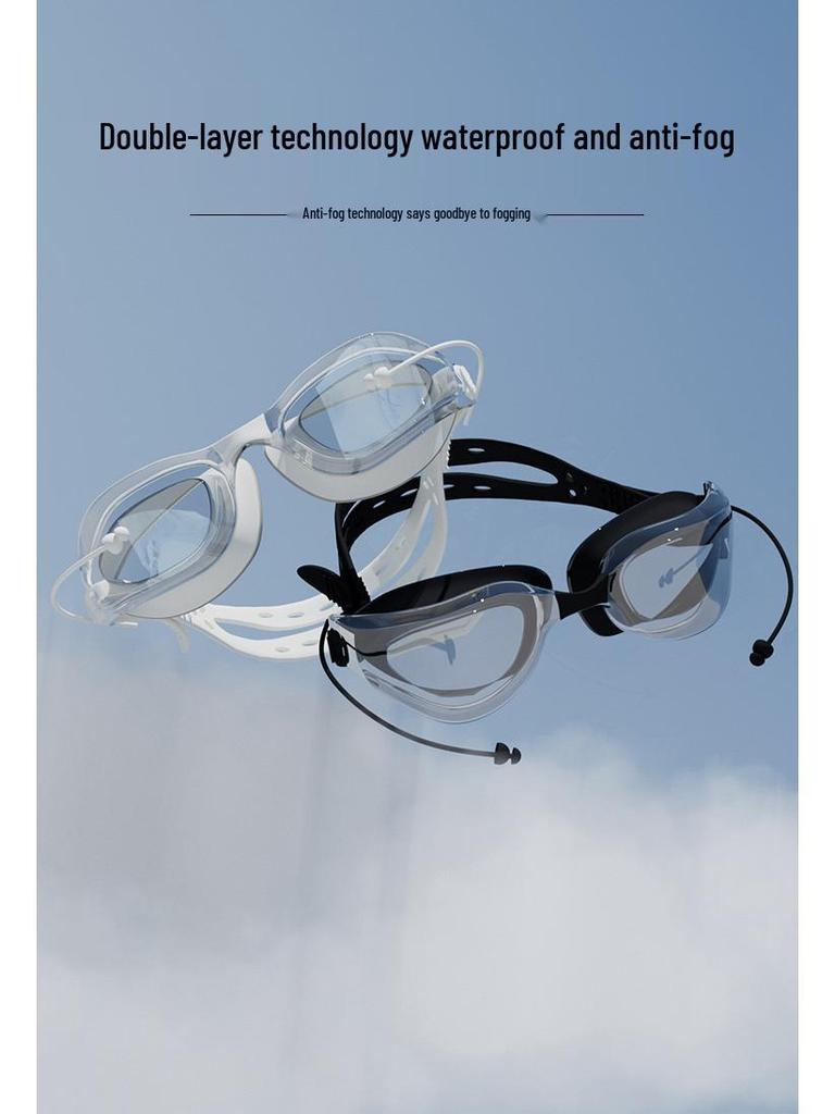 Unisex Silicone Waterproof HD Swim Goggles Set for Competitive Swimming