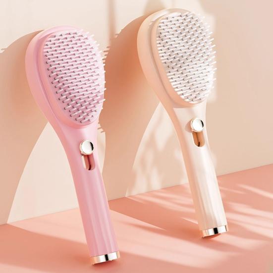 2Pcs Retractable Self Cleaning Hair Brush, Hair Detangler Brush with Ergonomic Handle, Anti Static Scalp Massage Brush for Men Women