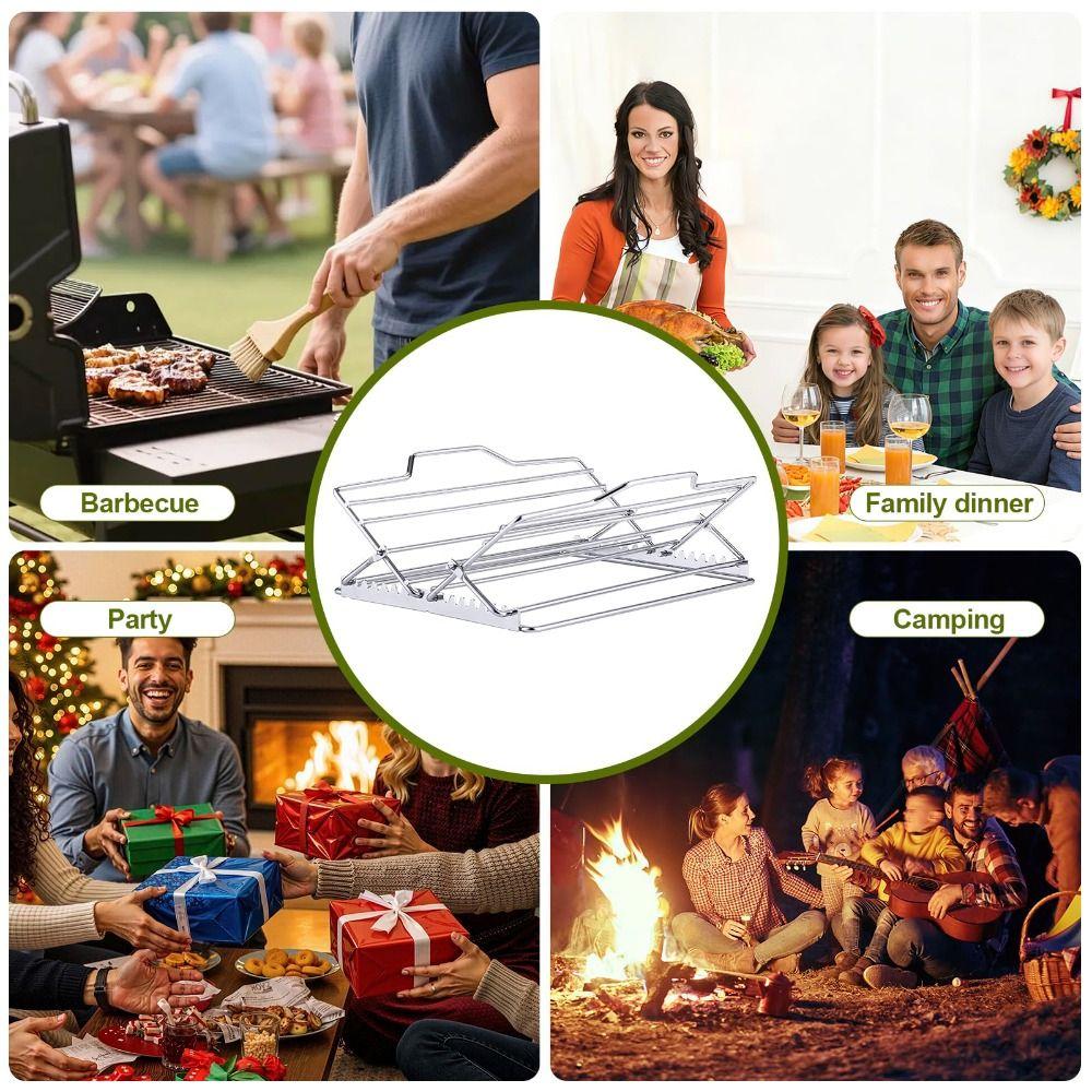 Adjustable Roasting Rack Non-Stick Turkey Chicken Rack Premium Foldable Oven Rack  Dishwasher