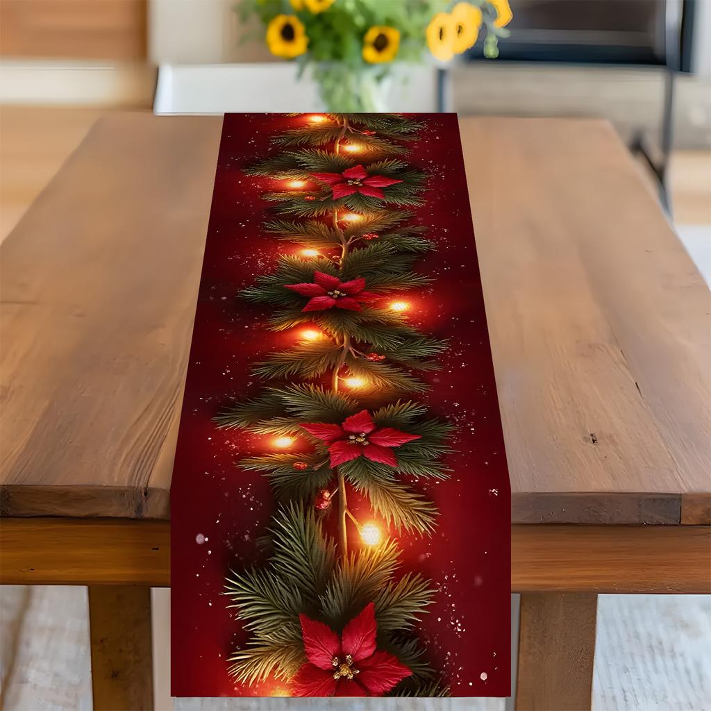 2026 Christmas Red Pine Running Table Runner Gift Christmas Fireplace Scarf Table Xmas Party Decor Xmas Living Room Family Gatherings