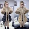 Winter New Fashion Hooded Down Cotton Clothes Women's Big Fur Collar Medium and Long Embroidered Jacket Cotton-padded Clothes