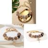 Elegantes Leopardenmuster Kreuz-Anhänger Verstellbares Kupferarmband Für Damen