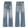 American retro simple jeans men's and women's high street versatile design sense washed and old straight trousers trendy brand