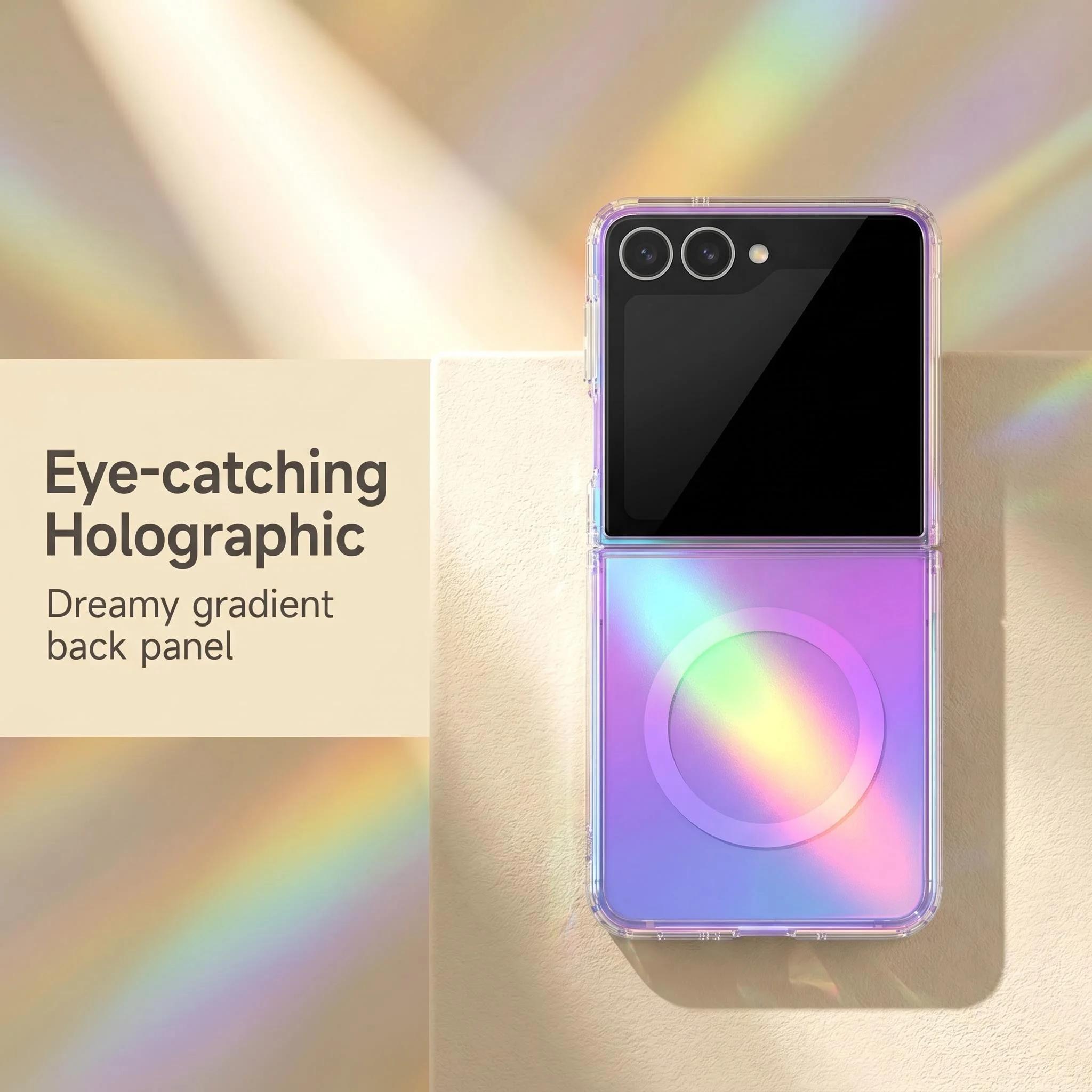 3D Wellenmuster mit Laserfarbe Magnetische Hülle für Samsung Galaxy Z Flip 8/7/6/5/4/3 für Magsafe PC+TPU Stoßfeste Hülle Galaxy Z Flip5 bunt