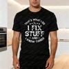 I FIX STUFF AND I KNOW THINGS Hilarious Fix It Guru Cotton Tee Funny Wrench Star Graphic Shirt for Men Summer Casual Streetwear