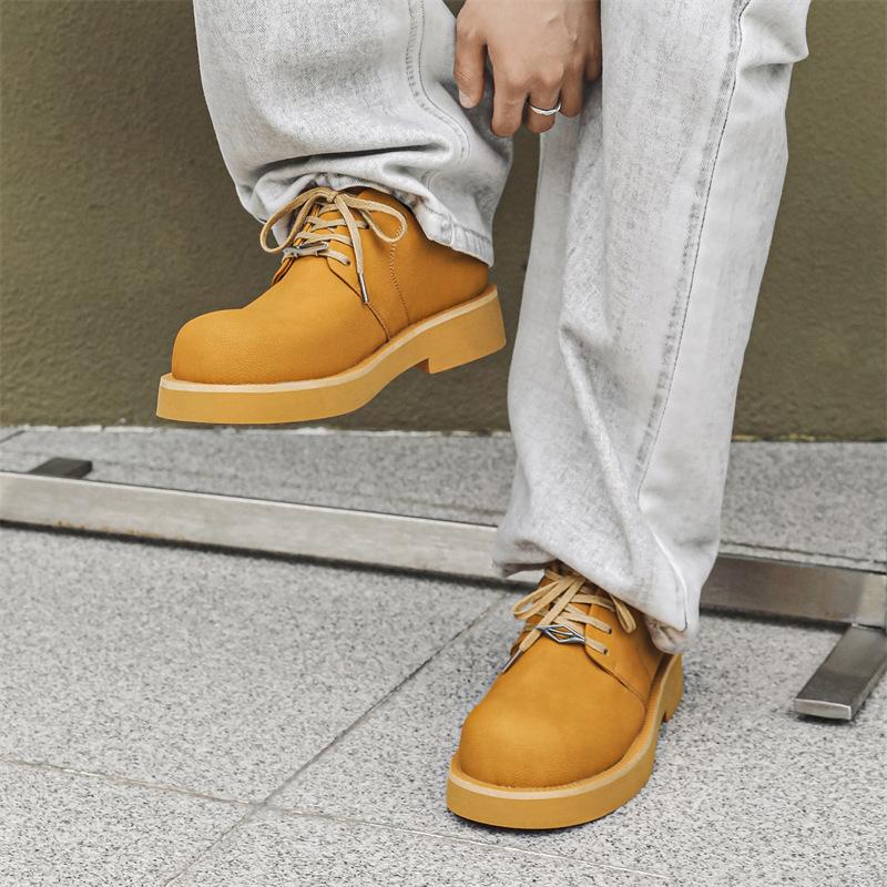 Derby Shoes Men's 2024 Spring and Summer New Mickey Big Head Shoes Big Yellow Boots Round Head Fashion Leather Shoes 177177-J