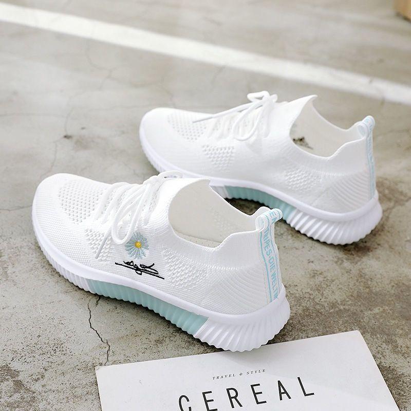 

Женская весенняя спортивная обувь, маленькие белые туфли с ромашками, дышащие спортивные туфли с тонкой подошвой и мягкой подошвой 38 розовый