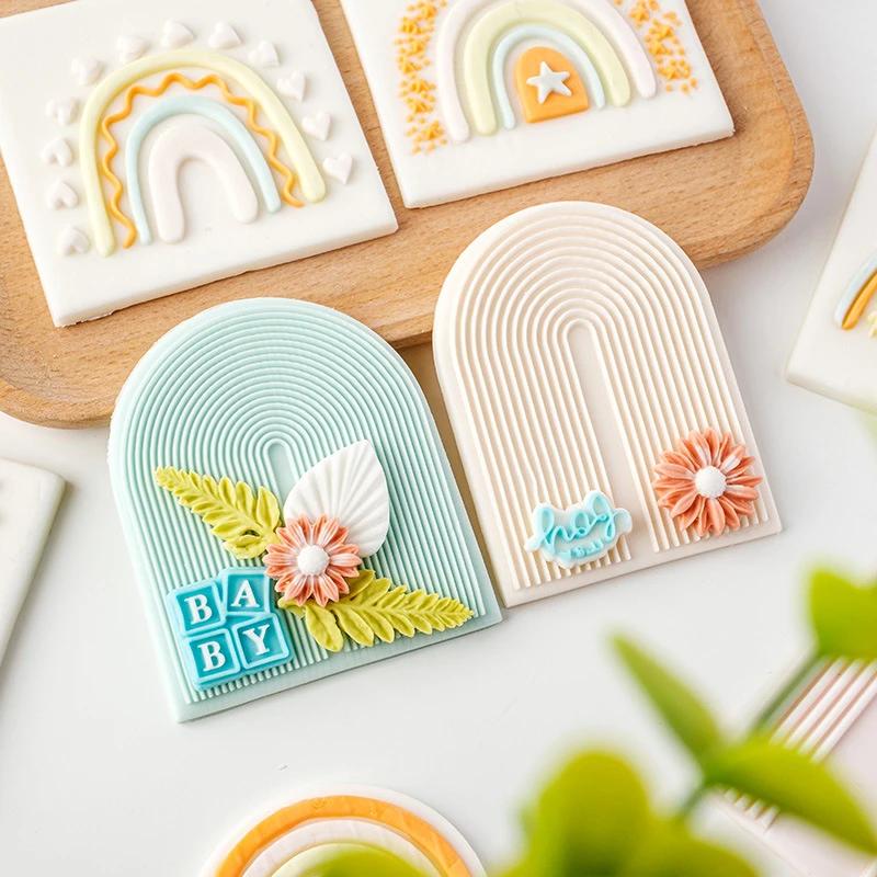Boho Arch Rainbow Cookie Cutter Mold Bohemian Arched Cake Decorating Tool Birthday Wedding Baby Shower Biscuit Stamp for Baking