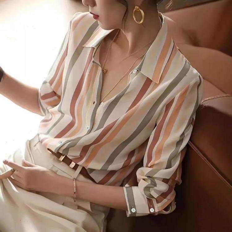 Fashion Blouse for Women Trendy Print Button Down Shirt Casual Work Blusa Mujer Spring Autumn Ladies