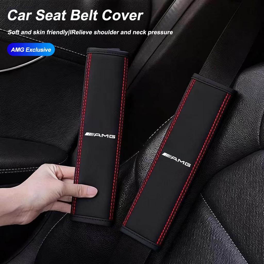 2PCS Car Seat Belt Cover Auto Shoulder Pad Interior Accessories For Mercedes Benz AMG W203 W205 W206 W211 W220 W212 W201 Brabus