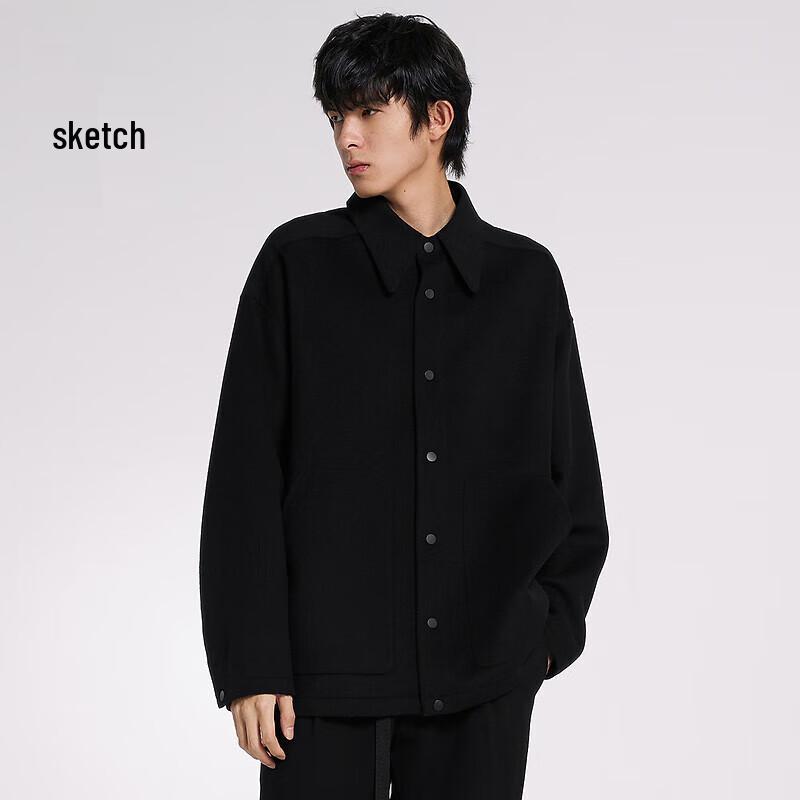 GXG Men's Loose Fit Wool Blend Shirt Collar Coat