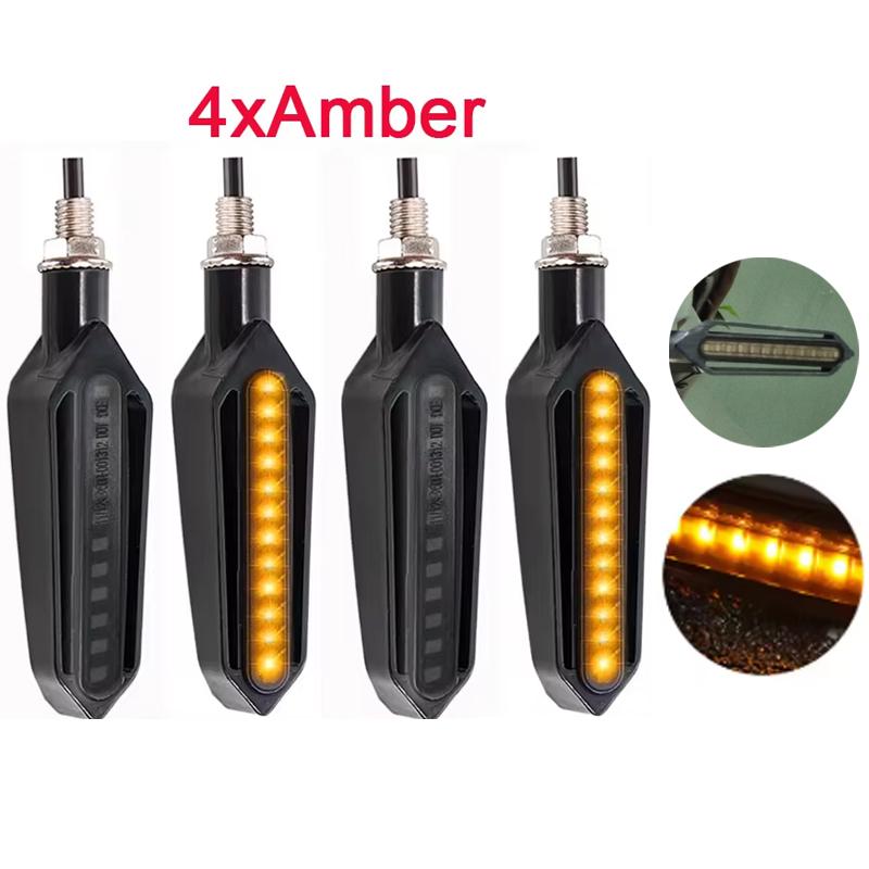 Universal Motorcycle Turn Signals LED Light 12V 10mm Flowing Water 24LED Blinker Light with Built-in Relay Flashing Indicator