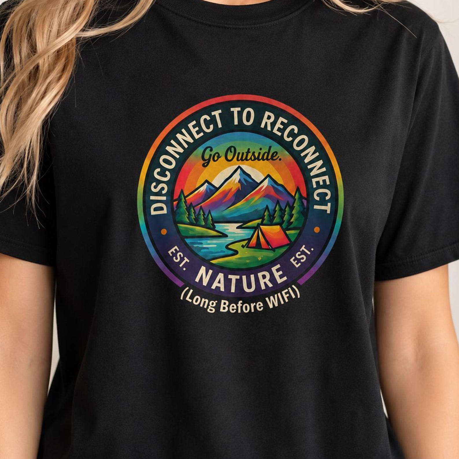 Disconnect To Reconnect Shirt, Outdoor Nature Tee, Camping Gift for Hikers and Nature Lovers 4XL