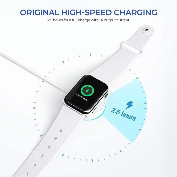 Chargeur Secteur + Câble de Charge USB pour Apple Watch - BOOLING - Blanc - Compatible avec tous les modèles