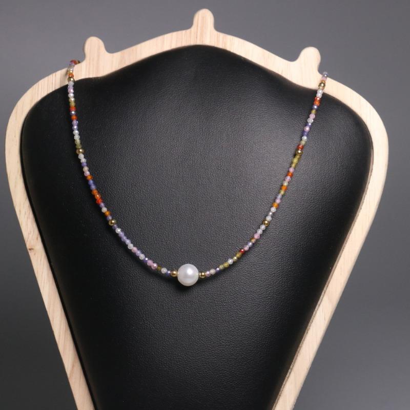 Rainbow Beaded Pearl Choker – Gold Accent Dainty Jewelry, Joyful Elegance Gift for Women