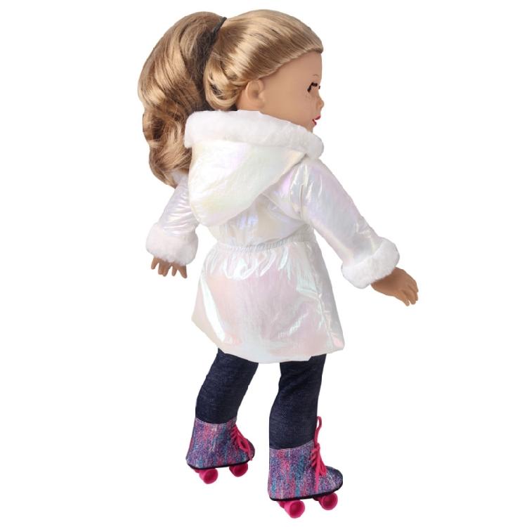 Long Coat Winter Doll Clothes For 18 Inch Girl Dolls Soft Plush Outfit Set Simple Wear Design