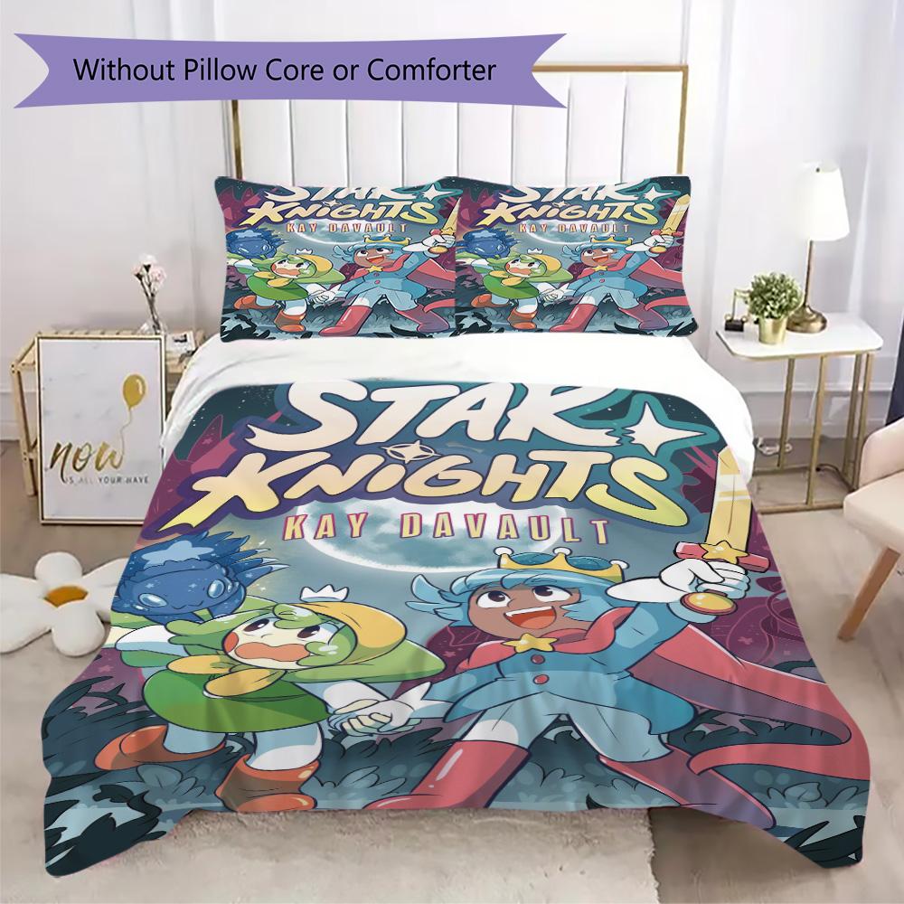 Star Knights Pattern Bedding,Quilt Set Quilt Cover Pillowcase Home Birthday Gift (1*duvet cover+2*pillowcase,without core)ASJT261020092