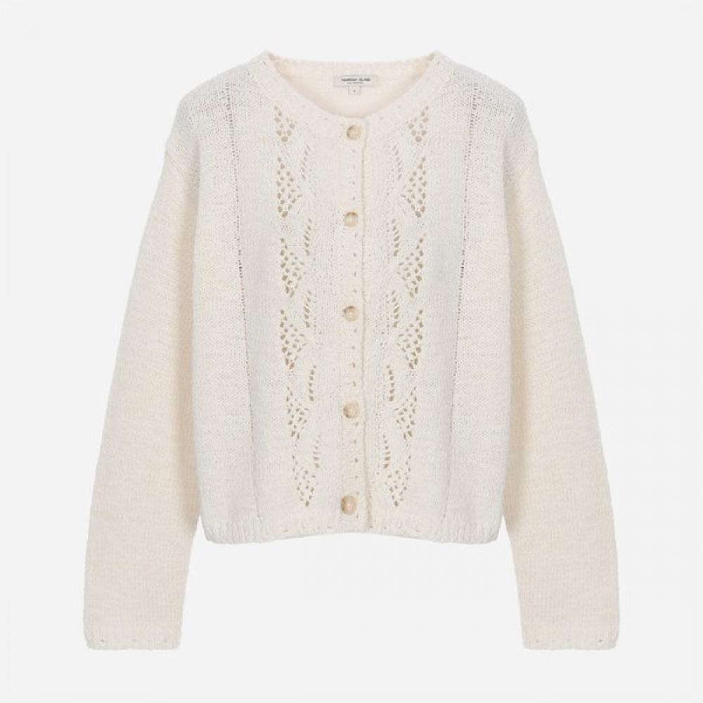 Thursday Island Crochet Round Neck Cardigan T262mcd153w ivory (IV)/S