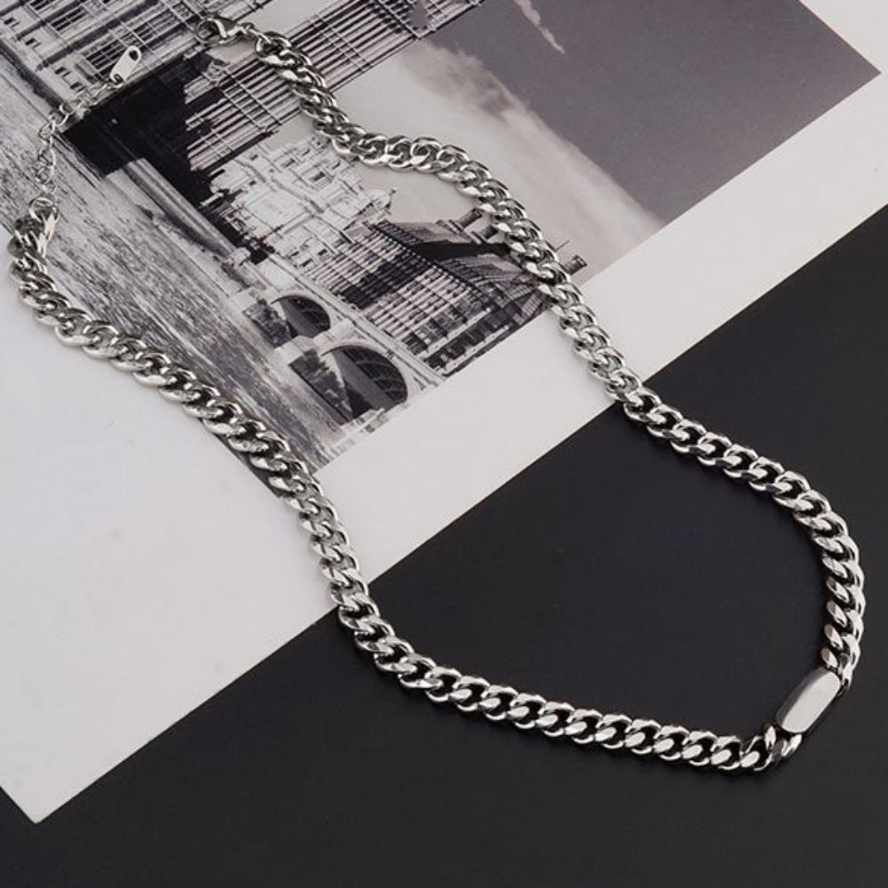 Solid Color Titanium Steel Necklace Cuban Punk Necklace Bracelet Hip Hop Chain Necklace  Women Men
