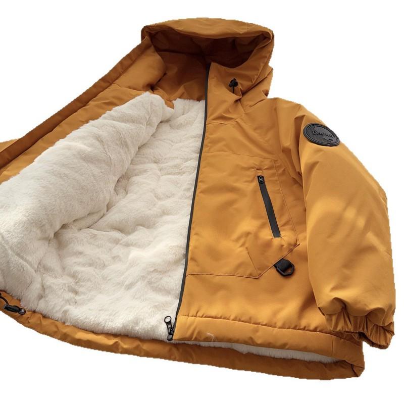 Boys Winter Fleece Lined Jacket Kids Warm Windproof Coat Thick Hooded Outerwear