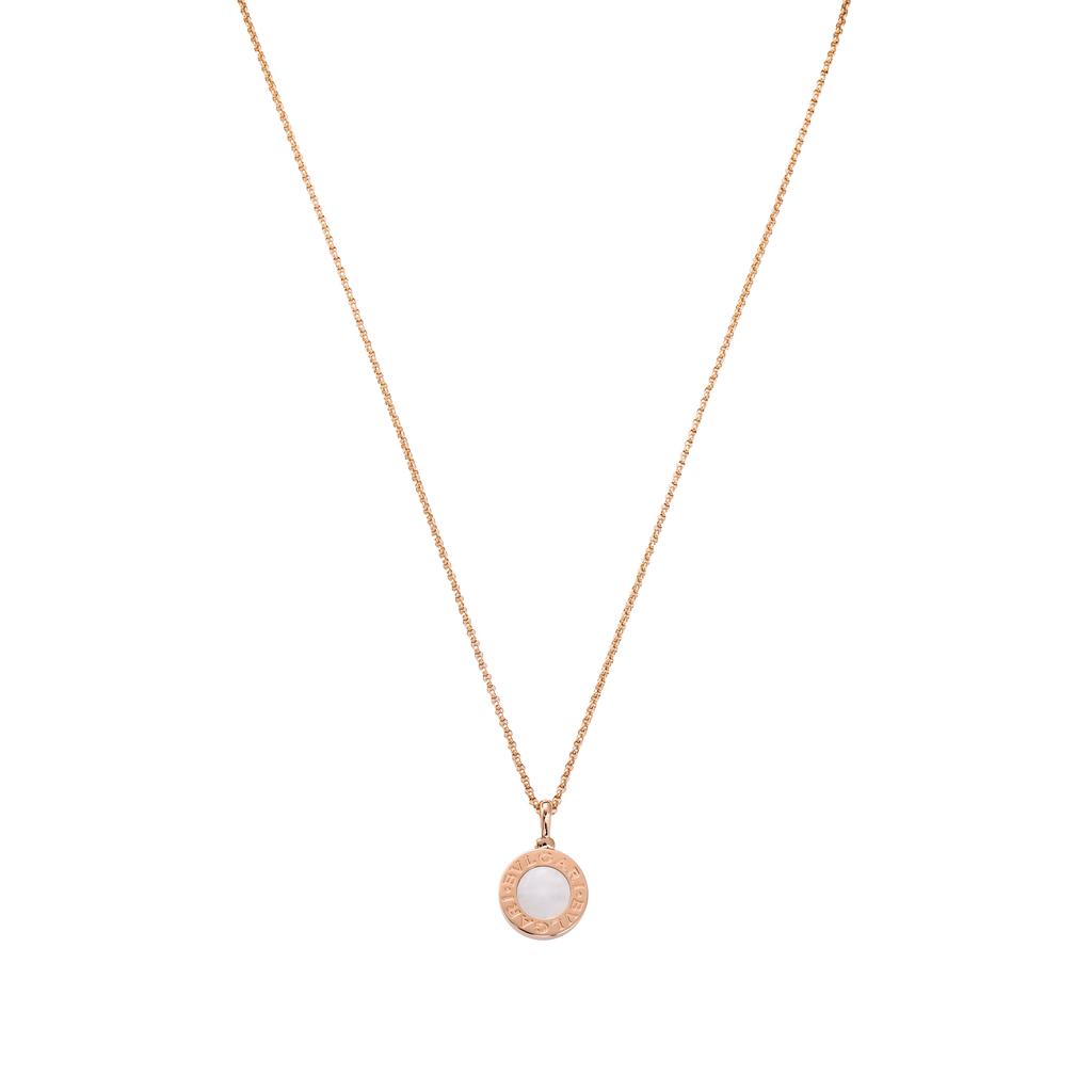 Bvlgari Series Mother Of Pearl Round Pendant Necklace Unisex necklace Rose-Gold 358376