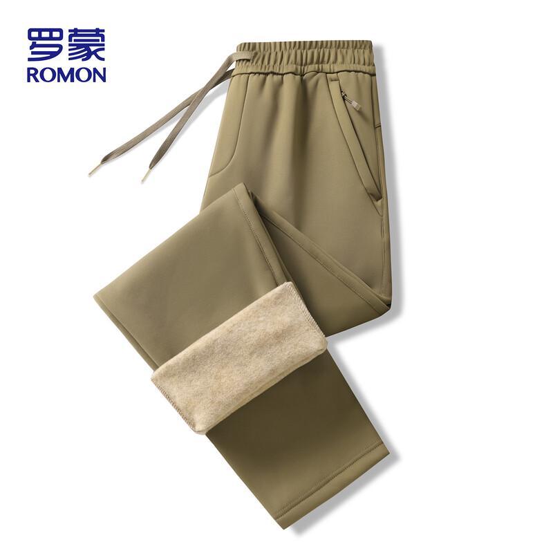 Romon Men's Fleece-Lined Wool Blend Casual Pants ZH2516
