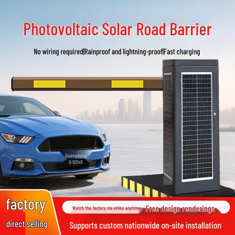 Wireless Solar-Powered License Plate Recognition Barrier Gate for Parking Lots