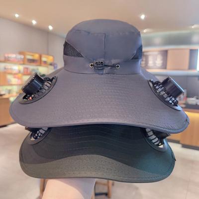 Sombrero de Sol con Visera Ancha para Hombre y Mujer para Pesca al Aire Libre, Sombrero de Cubo con Ventilador de Energía Solar/USB, Sombrero con Visera Ajustable para Senderismo, Camping, Playa