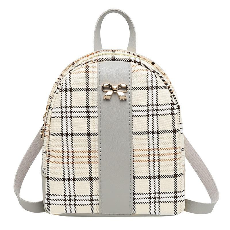Personalized contrasting colors, fashionable plaid backpack, women's trendy single shoulder portable large-capacity cosmetic bag