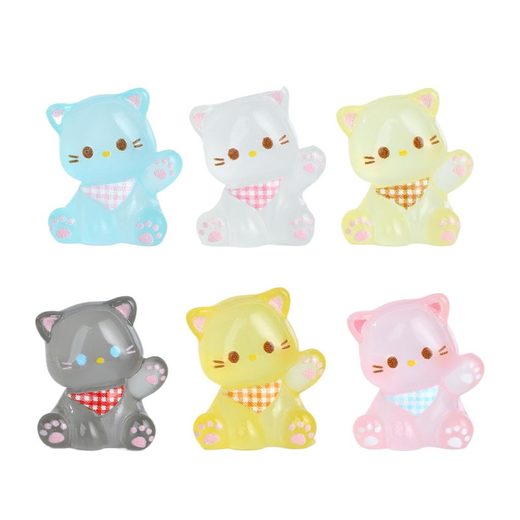 10Pcs Cartoon Cat Animal Miniatures Mini Figurine Resin Ornaments Fairy Garden Decoration Micro Landscape