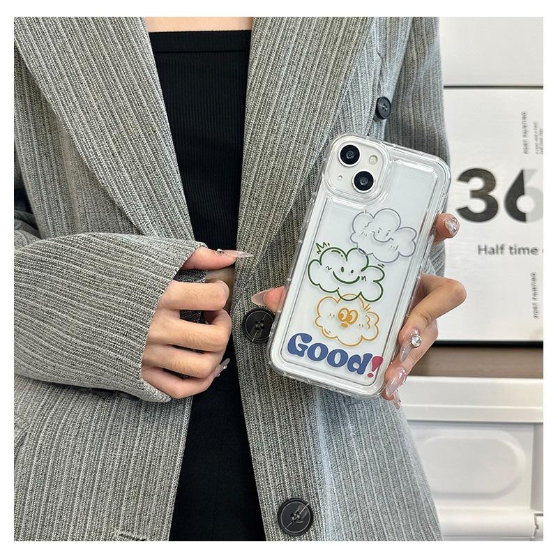 Simple Line Cloud iPhone14 Mobile Phone Case Is Suitable for Apple 15promax Airbag Anti-drop 13 Shock-absorbing Soft Case