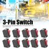 10Pcs KCD3 Boat Type Rocker Switches 3 Pin 2 Position 20A 15A 125V 250V Rocker on/Off Red Light Rocker Switch