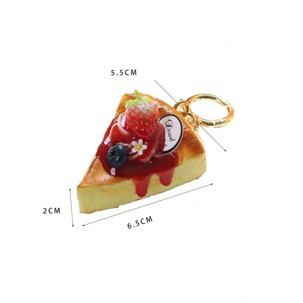 Slow Rebound Strawberry Mille-Crêpe Cake Keychain Simulation Food Shape Stress Toy Home Office
