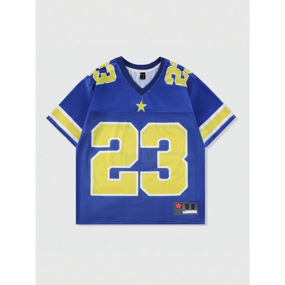 Neues Heißes Damen Mädchen Sommer Y2K Mode Lässiges Hemd Street Retro Hip Hop 23 Hemd V-Ausschnitt Locker Atmungsaktiv Familien T-Shirt